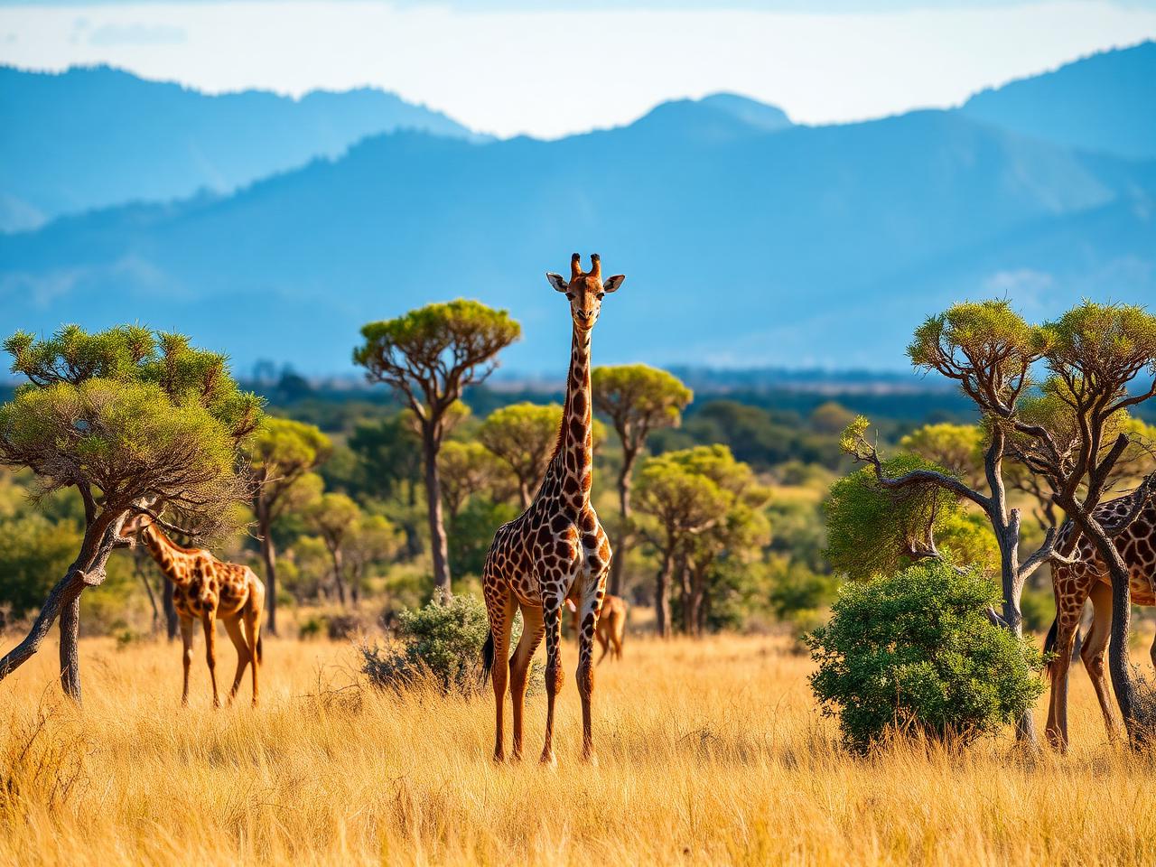 Giraffe on the Tanzanian savannah